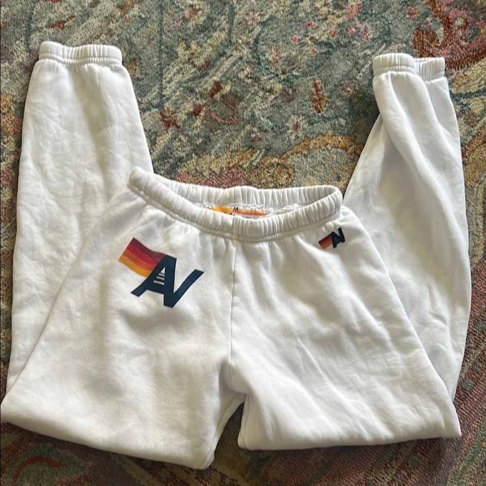 Aviator Nation White Sweatpants Relaxed Fit